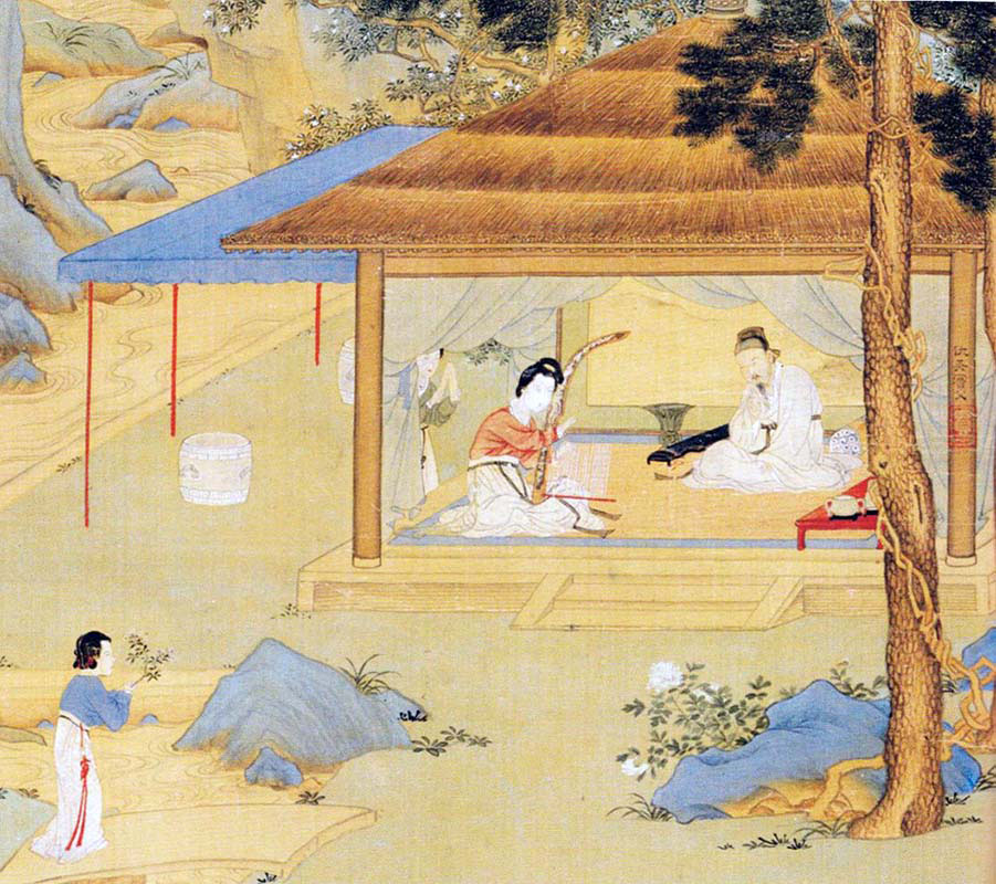 Harp Player in a Pavillion